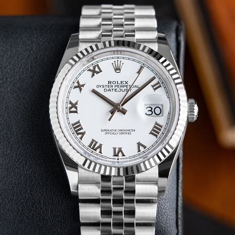 rolex datejust 2 white face|Rolex Datejust 36mm white dial.